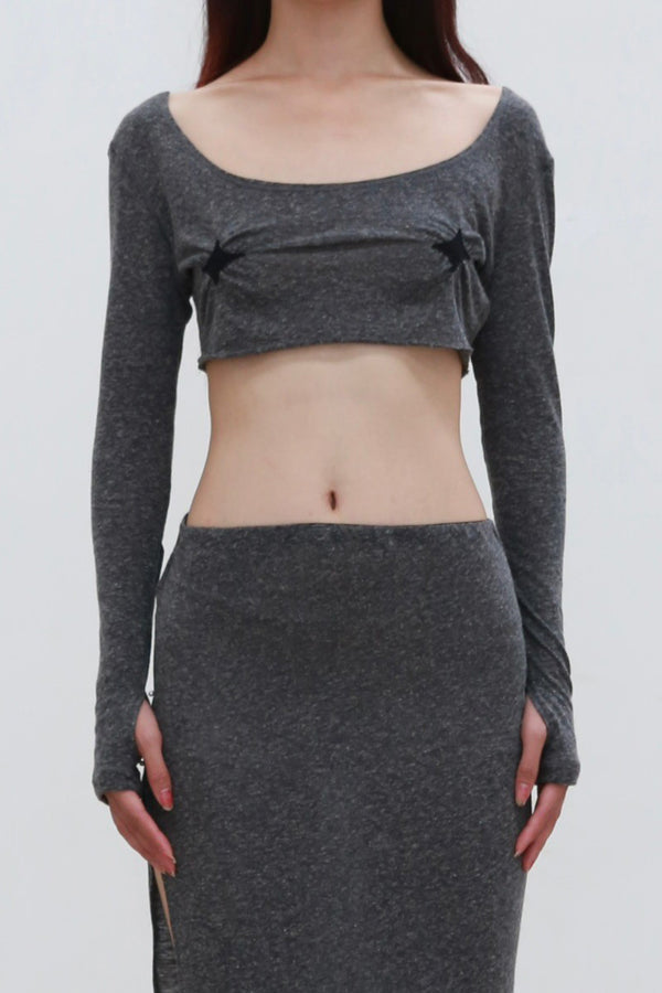 Rui Zhou 24 Autumn and Winter Free Point Short Top RUI-RAW24WV01-HGY Granit
